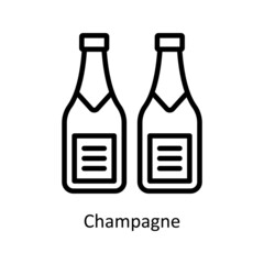 Champagne vector outline icon for web isolated on white background EPS 10 file