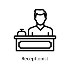 Receptionist vector outline icon for web isolated on white background EPS 10 file