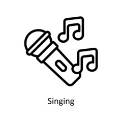 Singing vector outline icon for web isolated on white background EPS 10 file