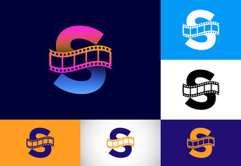 Initial S monogram alphabet incorporated with film reel. Video and movie logo concept. Font emblem. Logo for the entertainment business and company identity