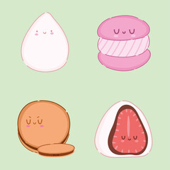 set of kawaii dessert