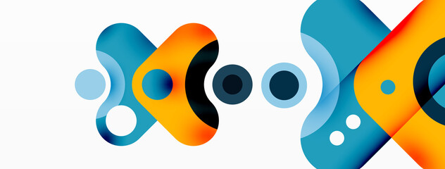 Fototapeta premium Creative geometric wallpaper. Minimal bubble arrow and circle abstract background. Techno business template for wallpaper, banner, background or landing