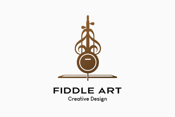 A fiddle logo design with a creative concept combined with a tone icon. Vector premium