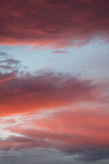 Pink, orange dramatic sunset sky for editing, replacement in photos. 