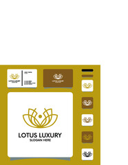 Lotus line with silhouette logo design Premium Vector 