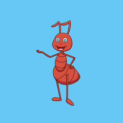 Cartoon cute ant smiling.Vector illustration