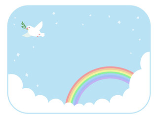 虹とハトのフレーム素材