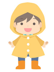 レインコートを着た男の子のイラスト