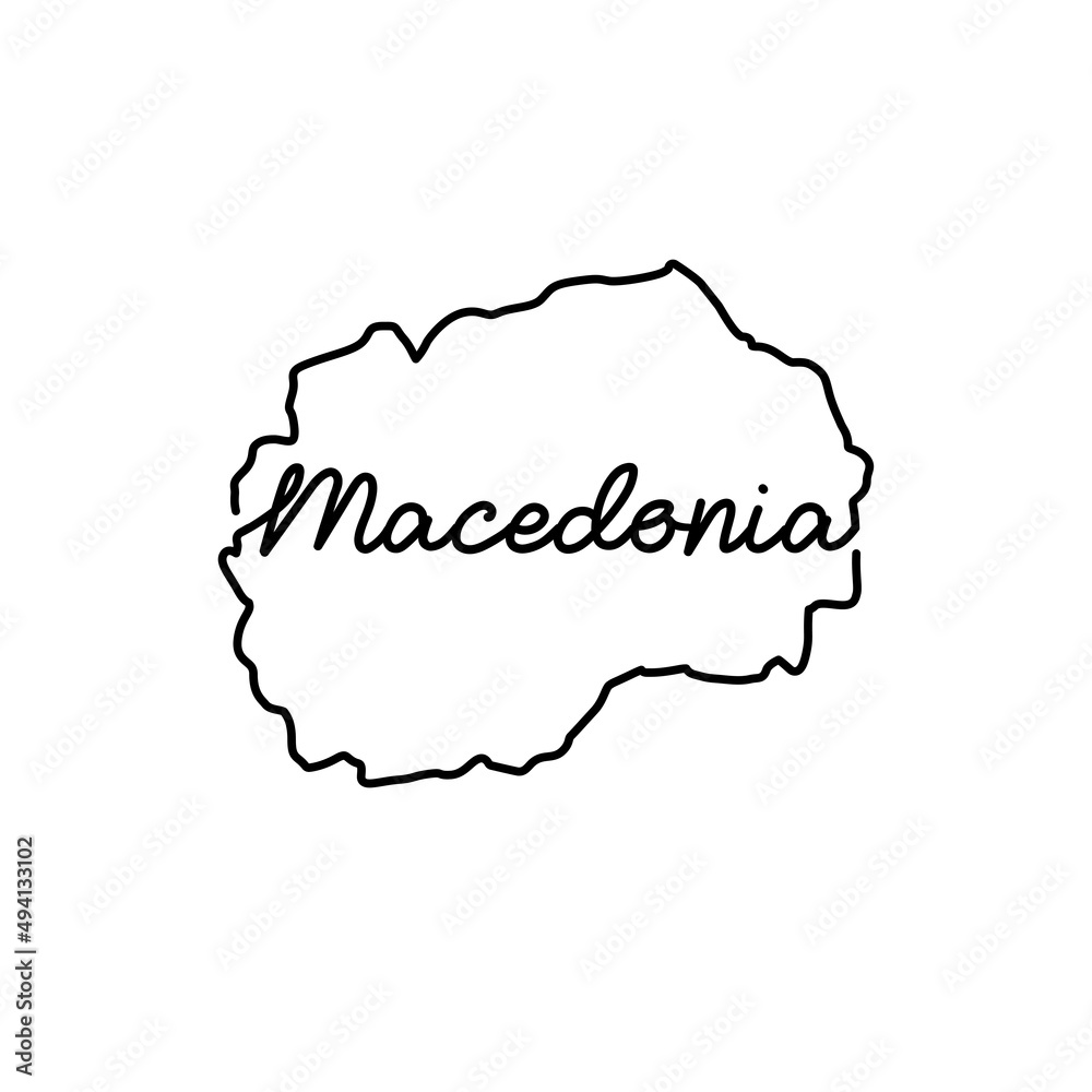 Wall mural macedonia outline map with the handwritten country name. continuous line drawing of patriotic home s