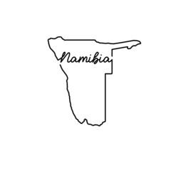 Namibia outline map with the handwritten country name. Continuous line drawing of patriotic home sign. A love for a small homeland. T-shirt print idea. Vector illustration.