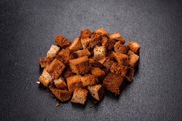 Breadcrumbs cut into cubes are perfect for soup, salad