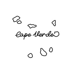 Cape Verde outline map with the handwritten country name. Continuous line drawing of patriotic home sign. A love for a small homeland. T-shirt print idea. Vector illustration.