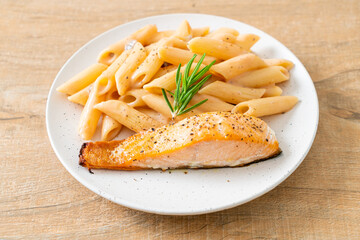salmon with penne pasta cream sauce