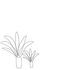 Plant in pot line drawing vector illustration