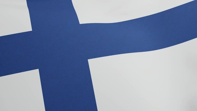 National flag of Finland waving original size and colors 3D Render, Suomen lippu or Finlands flagga and Siniristilippu used Nordic cross, Finnish flag has Scandinavian cross