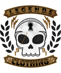 Vintage illustration of human skull frontal view on a white background