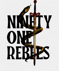 Gold Sword surrounded by Gold Snake illustration