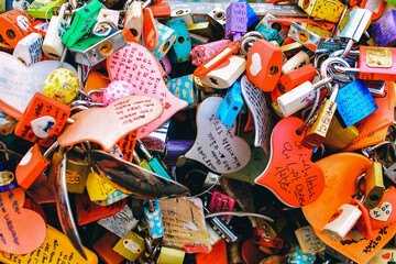 Nature, people and sights of Korea in Seoul. Lover's locks