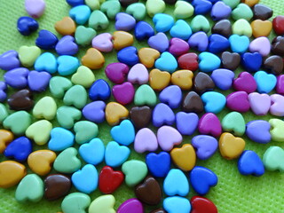 Colourful Heart Plastic Beads