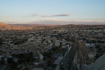 Sky view in the evening in the Turkish city of Cappadocia