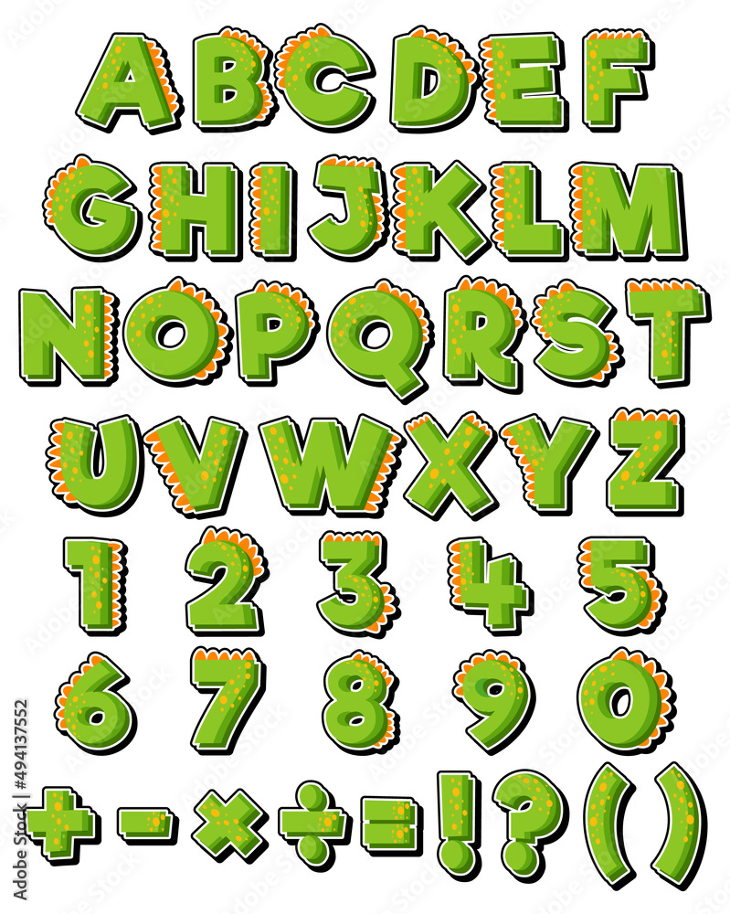 Wall mural Font design for english alphabets and numbers