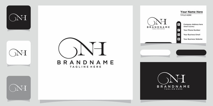 Initial letter NH luxury Logo design Vector with business card design