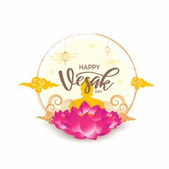 Happy Vesak Day typography for greeting card background vector illustration.