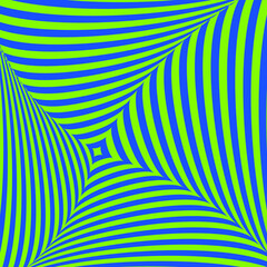 Blue wavy pattern on green background. Wavy lines on green. Illustration of the abstract blue maze pattern. Spiral labyrinth art.