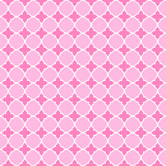 Pink Moroccan pattern with white edge. White border on pink surface.