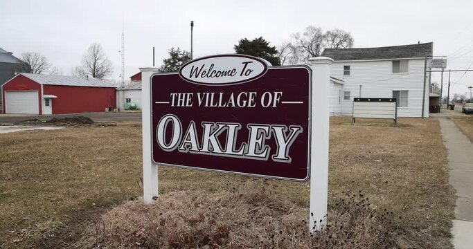 Welcome to Oakley Michigan village sign.