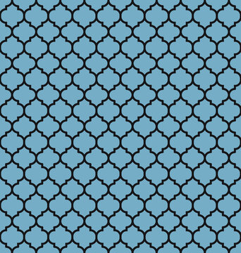 Blue Moroccan pattern with black edge. Black border on blue surface.