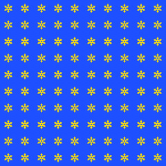 Yellow ninja weapon on blue background. Star shape pattern.