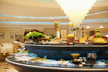 Choices.... A selection of snacks on a rotating buffet table.