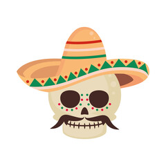 mexican skull with hat