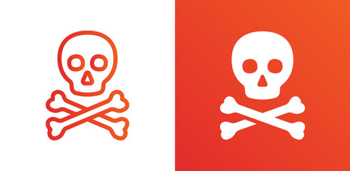 Skulls head with crossbones icon. Toxic sign symbol vector illustration.