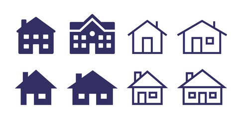Home, house icon set. Real estate icon isolated on white background.