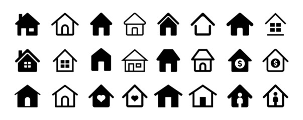 House icon collection in graphic design. Simple home symbol vector illustration.