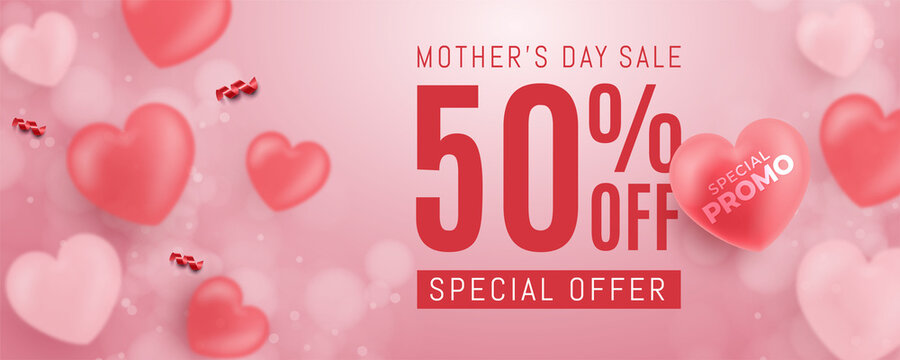 Realistic banner sale commercial vector design for mother's day sale celebration