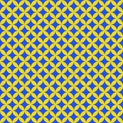 Abstract background. Yellow and blue geometrical pattern. Modern design. Yellow flower shape on blue background. 