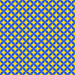 Abstract background. Yellow and blue geometrical pattern. Modern design. Blue flower shape on yellow background. 