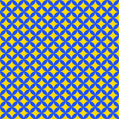 Abstract background. Yellow and blue geometrical pattern. Modern design. Blue flower shape on yellow background. 
