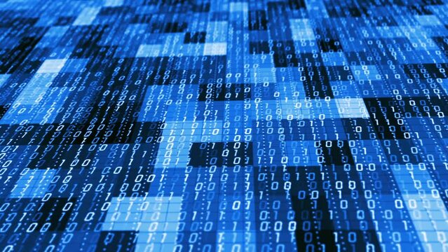 Computer binary big data information flow scrollin