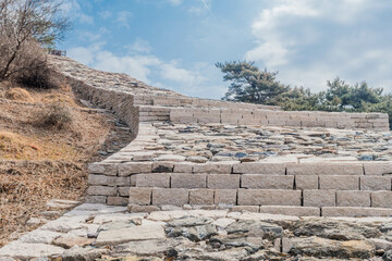 Top of Gomo mountain fortress wall located at Mungyeong, South Korea.