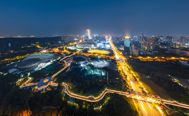 Obraz premium Night view of Jiangyin City, Jiangsu Province, China