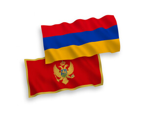 Fototapeta premium Flags of Montenegro and Armenia on a white background