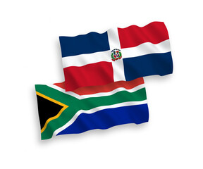 Fototapeta premium Flags of Dominican Republic and Republic of South Africa on a white background