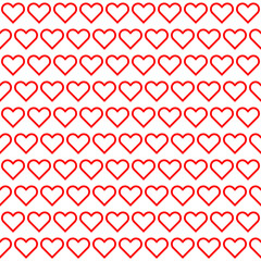 Red stroke heart shape on white background. Happy Valentine's day. Heart pattern on white backdrop. Love red hearts. 