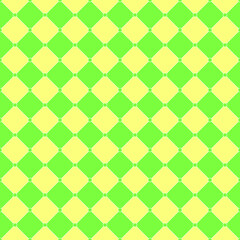 Yellow and green square tile pattern. Yellow and green checker pattern. 45 degree floor tile pattern.