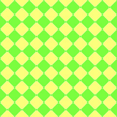 Yellow and green square tile pattern. Yellow and green checker pattern. 45 degree floor tile pattern.