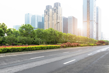 Modern urban architecture and road platform